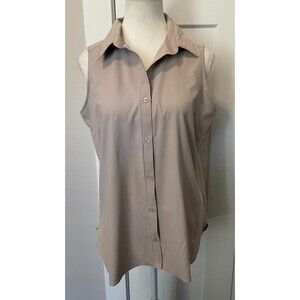 COLUMBIA Womens Button TOP Sleeveless GRAY/Pink Size M